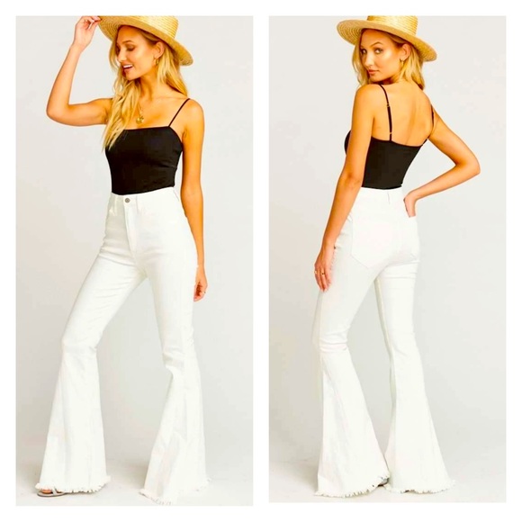 Super Flare White Fringe Jeans - Picture 2 of 2